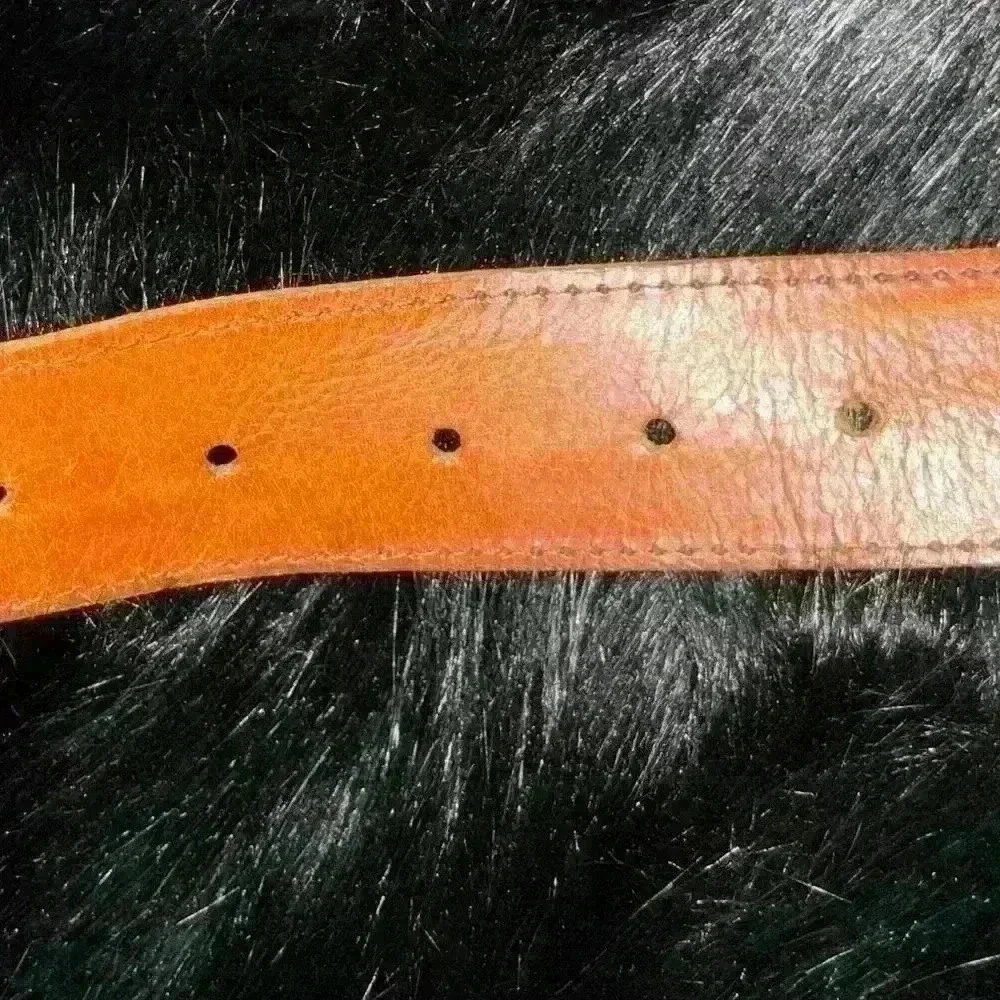 Vintage Handmade Brown Leather Wide Belt Oval